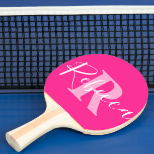 Namn och monogram brev R rosa anpassningsbar Pingisracket