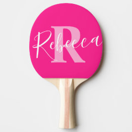 Namn och monogram brev R rosa anpassningsbar Pingisracket