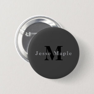 Namn och Monogram Mörk Grått Knapp