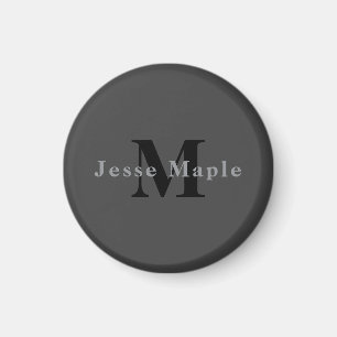 Namn och Monogram   Mörk Grått Magnet