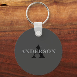 Namn och Monogram | Mörk Grått Nyckelring