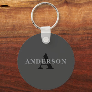 Namn och Monogram Mörk Grått Nyckelring