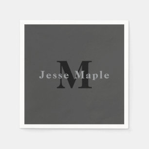 Namn och Monogram Mörk Grått Pappersservett