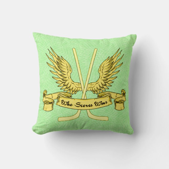 Namn och Number Hockey som Scores Wins Pillow Kudde (Framsida)