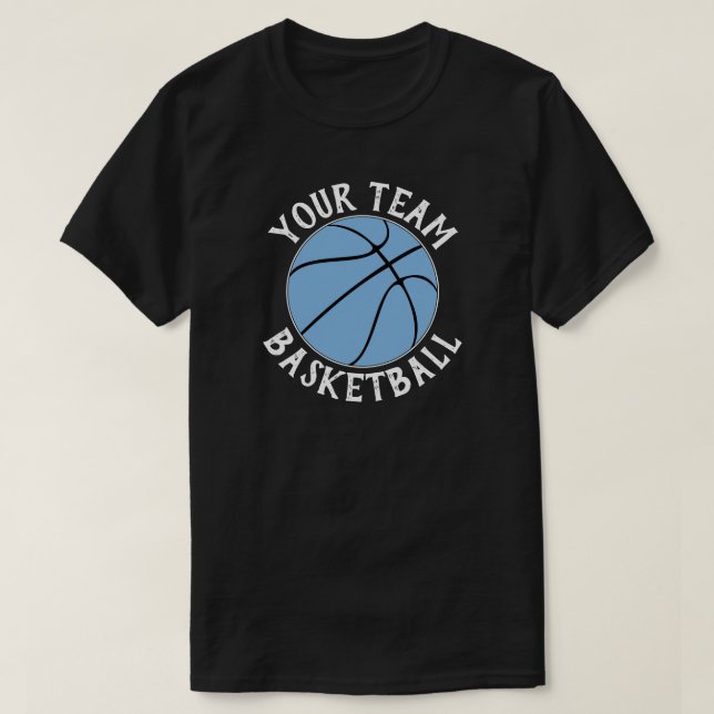 Namn och nummer för Light Blue Basketball Team Pla T Shirt (Design framsida)