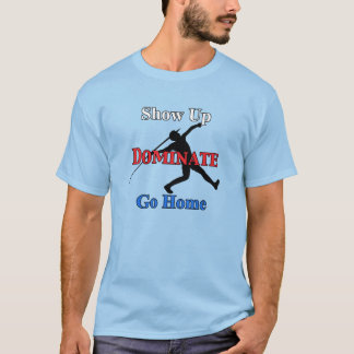 Namn och nummer på bakre seriösa javelin Thrower T Shirt