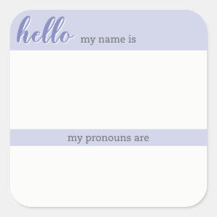 Namn och Pronoun Märkre - Lilac Square Fyrkantigt Klistermärke