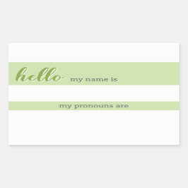 Namn och Pronoun-Märkrn - Grönt Rektangulärt Klistermärke