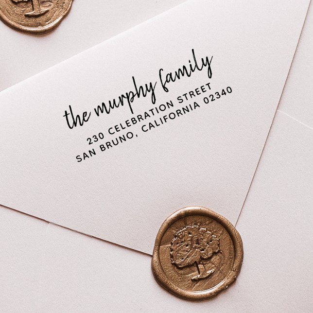 Namn och Returadress för personlig-skriptfamiljen Stämpel (Rubber Stamp Mock-up)