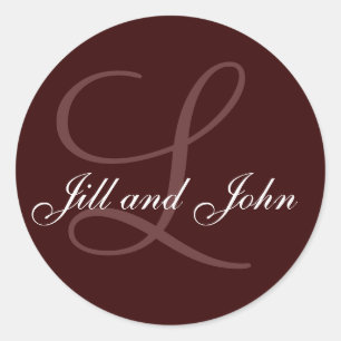 Namn och ursprunglig monogram Sticker Brown Runt Klistermärke