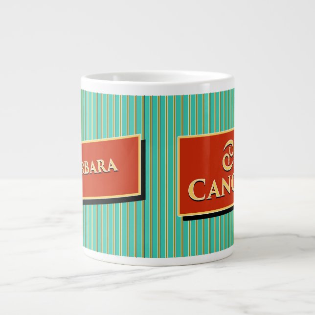 Namn och Zodiac- tecken Barbara och Cancer Jumbo Mugg (Framsidan)