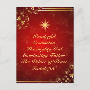 Namn of God Bible Verse Isaiah 9:6, jul Helg Vykort