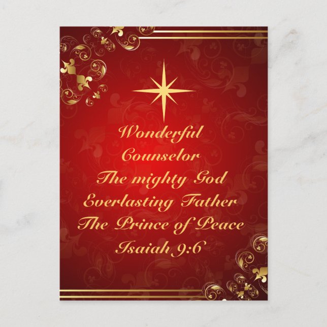 Namn of God Bible Verse Isaiah 9:6, jul Helg Vykort (Framsida)