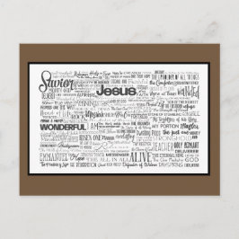 Namn of God Brown White Vykort