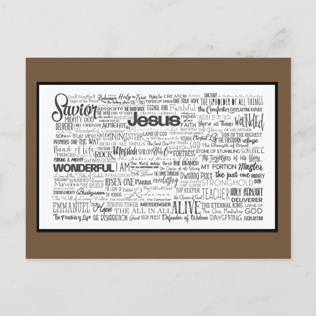 Namn of God Brown White Vykort (Framsida)