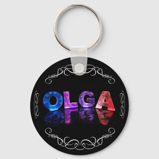 Namn Olga-Namn i Ljus (fotografi) Nyckelring (Framsida)