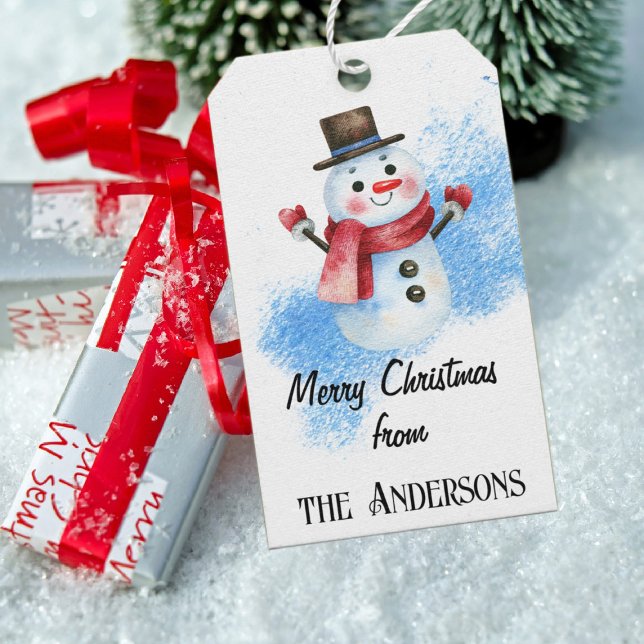 Namn om de visemiska Märkrna för Snögubbe-vintergå Presentetikett (Skapare uppladdad)