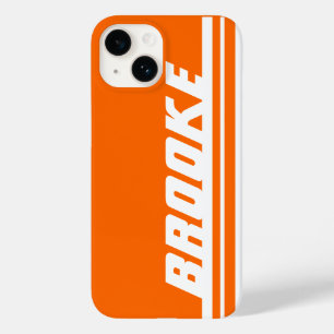 Namn orange och vit rand-sport iphone case