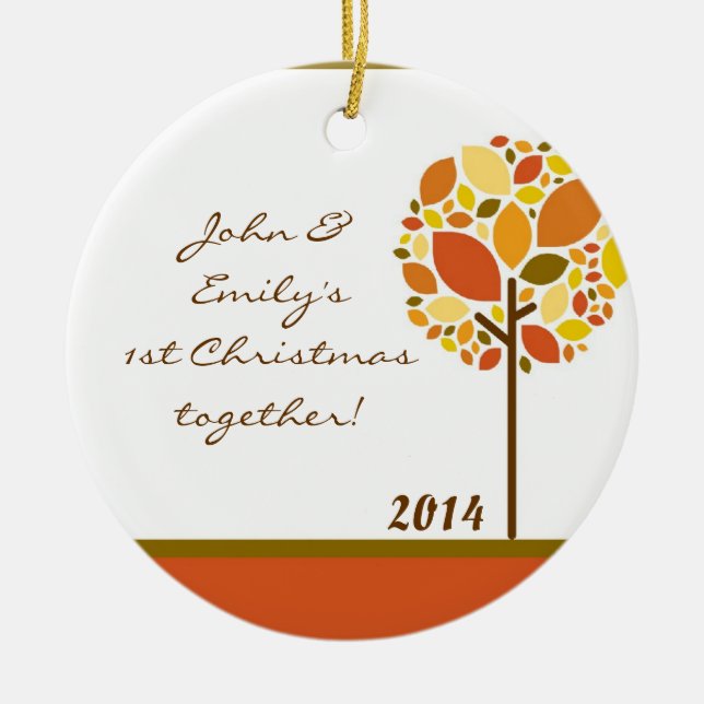 Namn Ornament vid hösten Fall Modern Träd Personli (Framsidan)