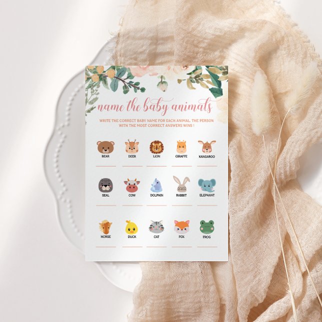 Namn på Baby djur-kökortet för höstbabyvisning Inbjudningar (Skapare uppladdad)
