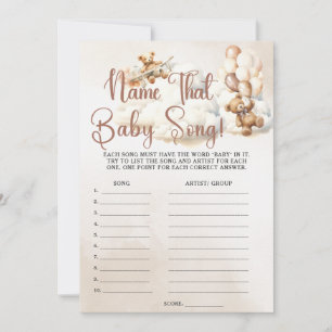 NAMN PÅ BABYSÅNGEN Baby Shower Lek Söt Björn Inbjudningar