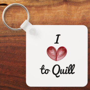 Namn på baksidan, jag älskar till Quill 2,5-tums n Nyckelring