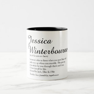 Namn på bästa vän BFF Definition Chic skrift Två-Tonad Mugg
