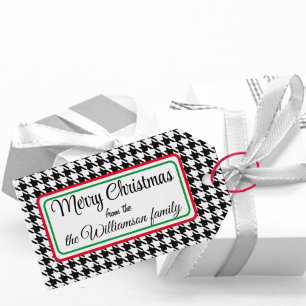 Namn på Black & White Houndstooth 10 Presentetikett