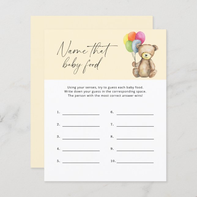 Namn på det här barnmatsspel - Björn (Fram/baksida)