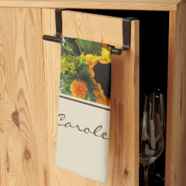 Namn på färgstarka stora solrosor Skriv ut 16 x 24 Kökshandduk