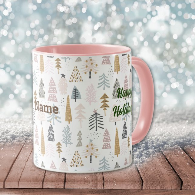 Namn på Glad helg Winter Träd 11oz. Kombination Mugg (Skapare uppladdad)