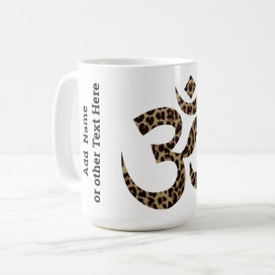 Namn på Leopard Print Om Symbol 15 oz Coffee Mugg
