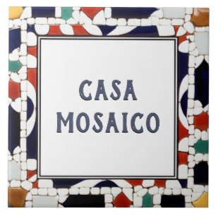 Namn på Plaque för Colorful Mosaic Custom Building Kakelplatta