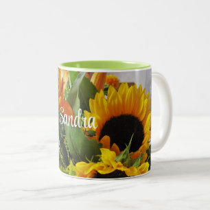 Namn på stora solrosor 11oz Två-Tonad mugg