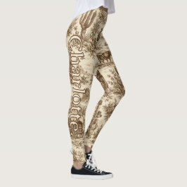 Namn på Vintage Western Desert Toile-mönster Leggings