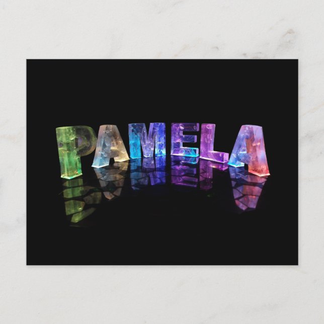 Namn Pamela i 3D Ljus (fotografi) Vykort (Framsida)