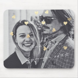 Namn par Photo Travel Gift Confetti Hearts Guld Musmatta