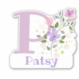 Namn Patsy & Initial med blomsterdesign Klistermärken