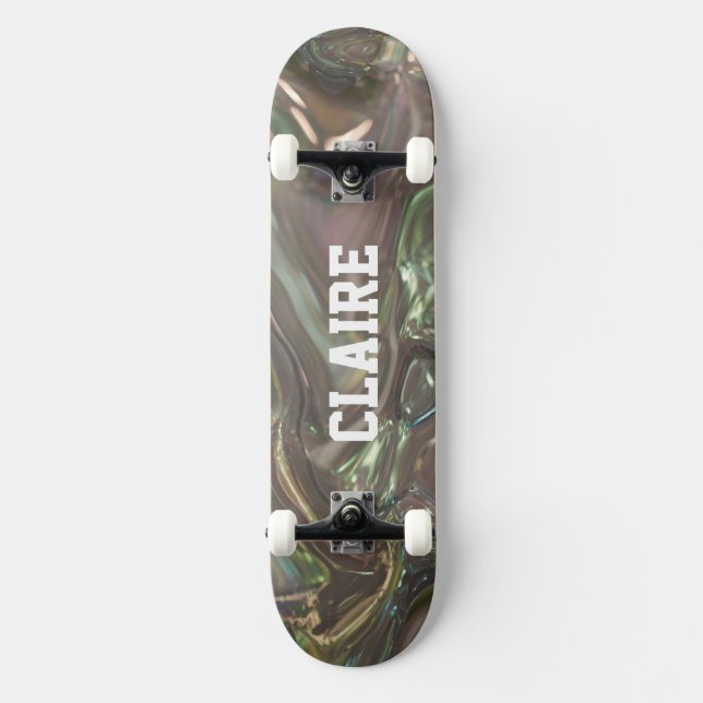 Namn Pearly Holografisk Cool Mini Skateboard Bräda 18,5 Cm (Framsida)