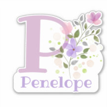 Namn Penelope plus Initial med Blommig Design