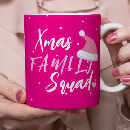 Namn personlig, julfamiljskript rosa kaffemugg