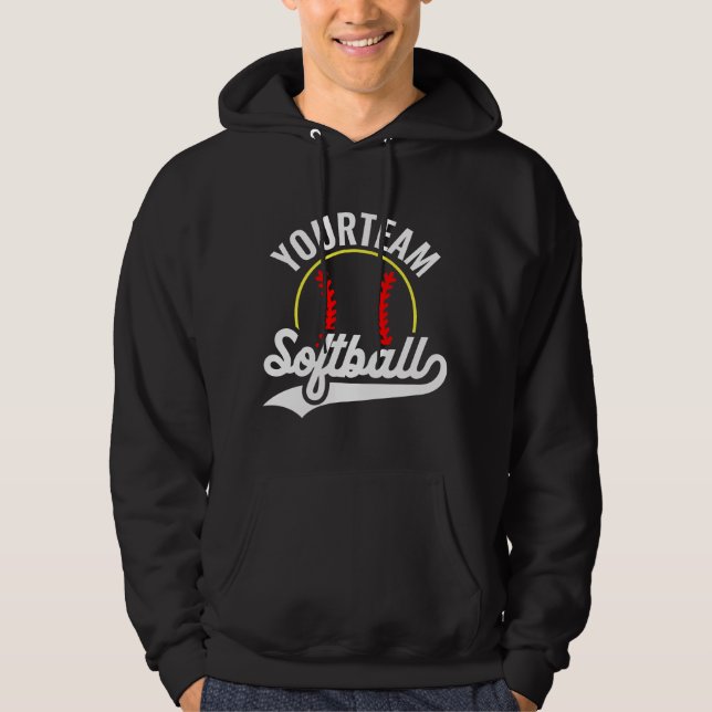 Namn Personlig League-spelaren i Softball-teamet Hoodie (Framsida)