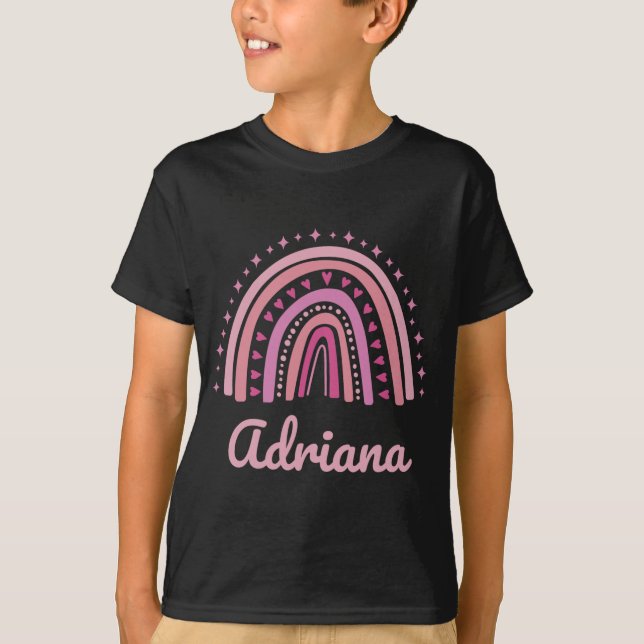 Namn Personlig Rollig Kvinnor Rosa Regnbåge Adrian T Shirt (Framsida)