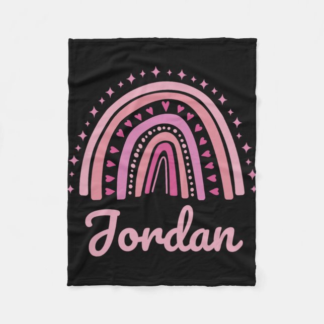 Namn Personlig Rollig Kvinnor Rosa Regnbåge Jordan Fleecefilt (Framsidan)