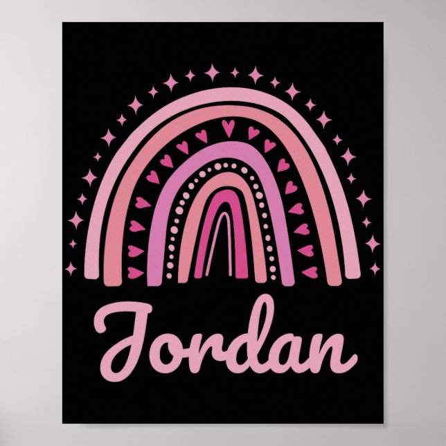 Namn Personlig Rollig Kvinnor Rosa Regnbåge Jordan Poster (Framsidan)