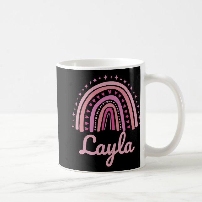 Namn Personlig Rollig Kvinnor Rosa Regnbåge Layla  Kaffemugg (Höger)
