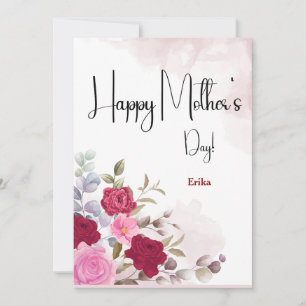 Namn Personlig Rosa Blommigt Mors dag-kort för Inbjudningar