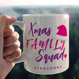 Namn personlig rosa jul familj manus  kaffemugg