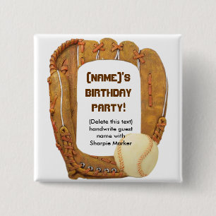 Namn Pin Favors för Baseball Party-födelsedagen Knapp
