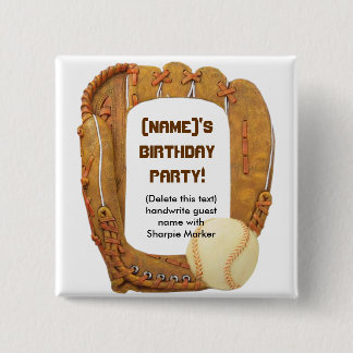 Namn Pin Favors för Baseball Party-födelsedagen Knapp